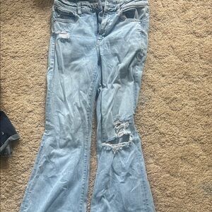 American Eagle Light Blue Distressed Flare Jeans